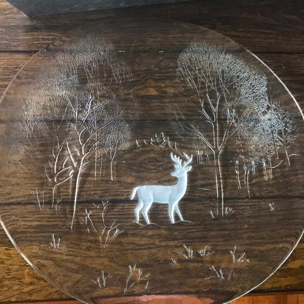 Glass Christmas Serving Plate